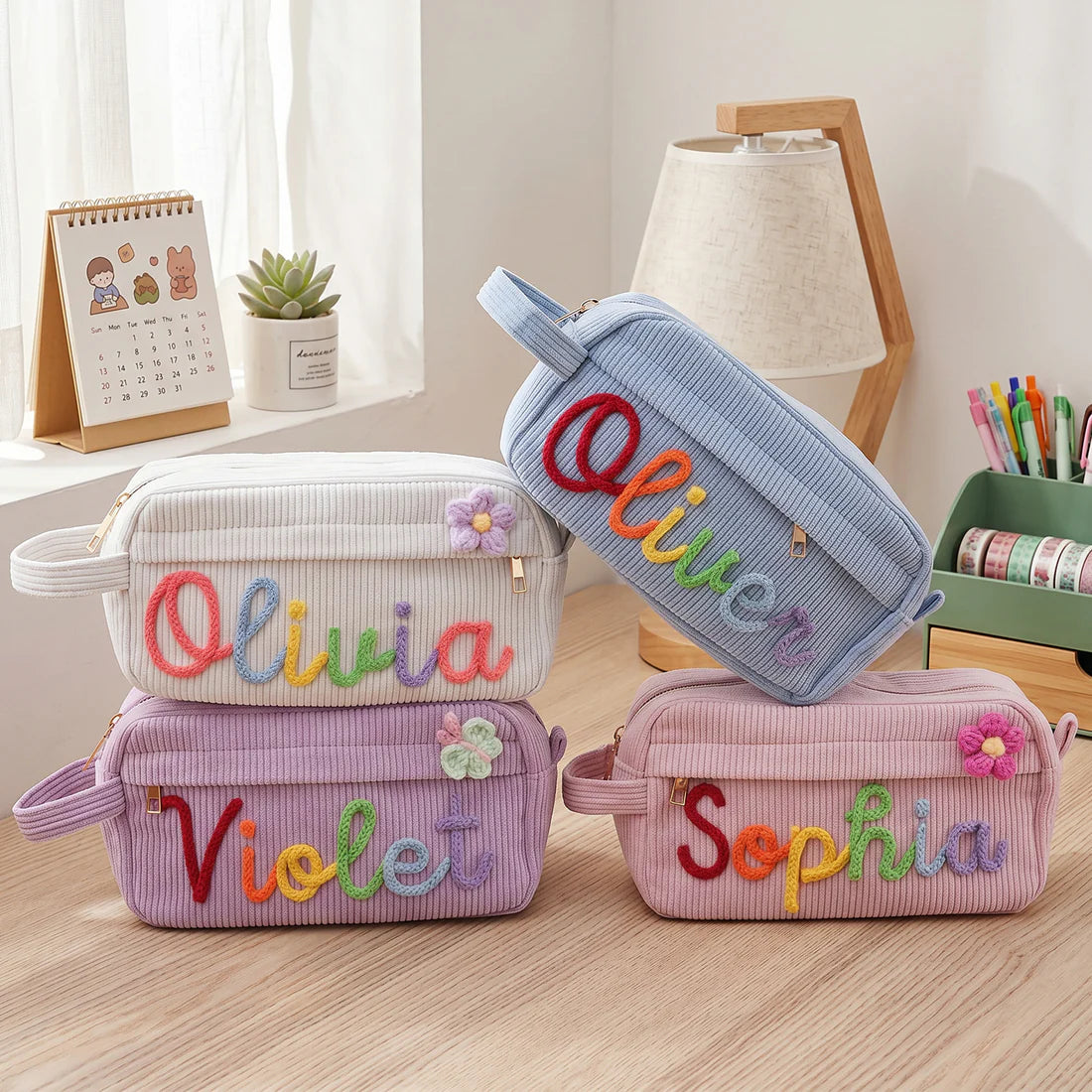 Trousse en velours personnalisable